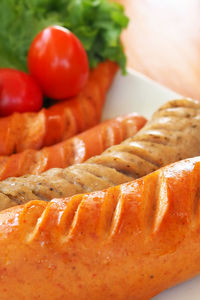 Close-up of oranges in plate