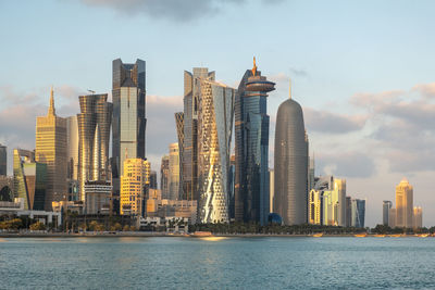 The skyline of doha city center, qatar, middle east.