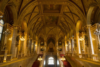 Interior of ornate hungarian parliament building