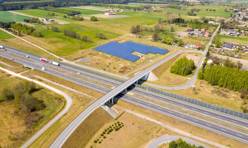 High angle view of railroad tracks