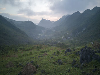 Scenic view of mountains against sky