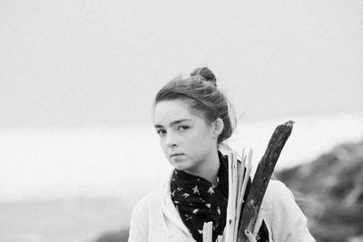 Portrait of young woman in winter