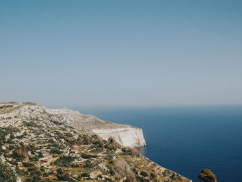 Scenic view of sea against clear sky