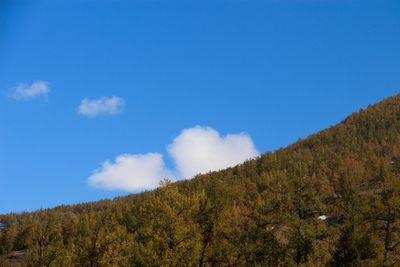 Scenic view of mountains against blue sky