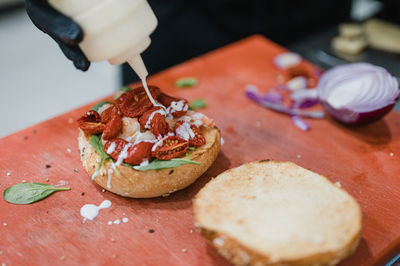 Close-up of breakfast on table