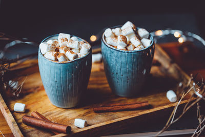 Close-up of hot chocolate on table