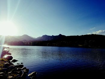 Scenic view of lake against clear sky