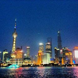 Illuminated city at night