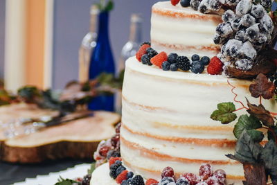 Close-up of cake with ice cream