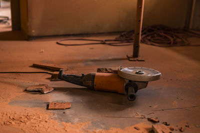 Circular saw in workshop