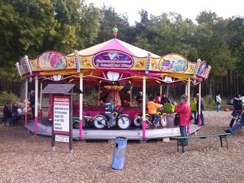 Group of people at amusement park