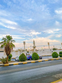 View of city against cloudy sky
