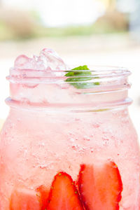 Close-up of strawberry drink