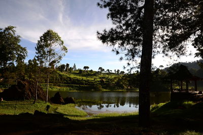 Scenic view of lake against sky