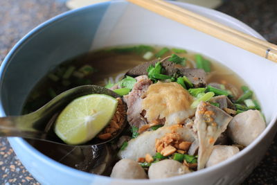 Close-up of food in bowl on table