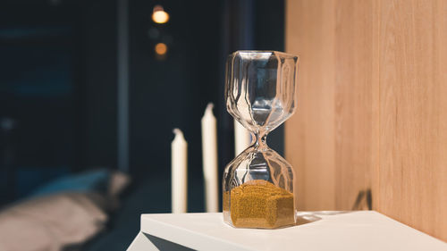 Close-up of wine glass on table