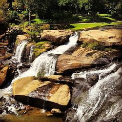 Stream flowing through rocks in forest