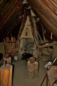 View of old wooden ceiling of building