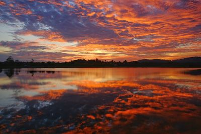 Scenic view of sunset over lake