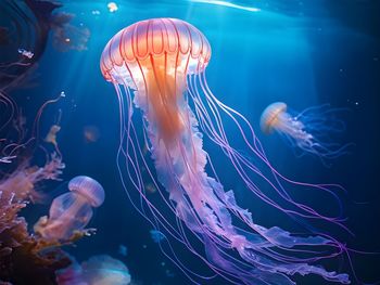 Jellyfish swimming in sea