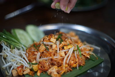 Close-up of meal served in plate