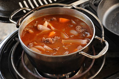 Close-up of soup in container