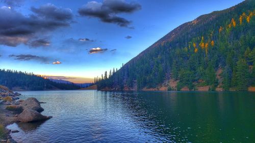 Scenic view of lake against sky