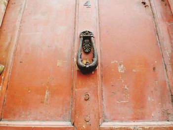 Low angle view of door knocker