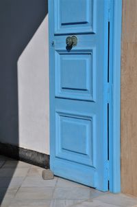 Close-up of blue door