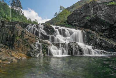 Scenic view of waterfall