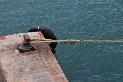 High angle view of nautical knot