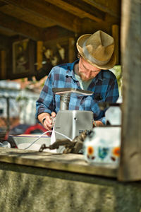 Man working in container