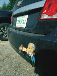 High angle view of man with text on road