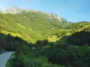 Scenic view of green landscape against sky