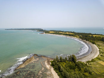 Scenic view of sea against clear sky