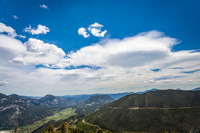 Aerial view of landscape against cloudy sky