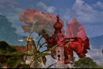 Low angle view of temple against sky