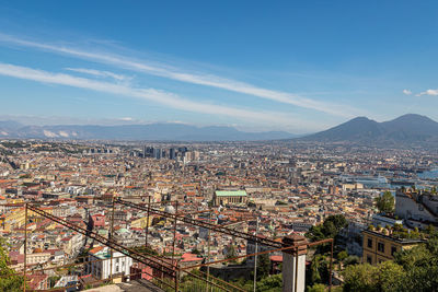 High angle view of townscape against sky