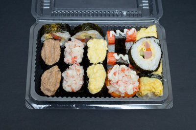 High angle view of sushi