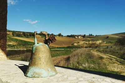 Scenic view of landscape against clear blue sky