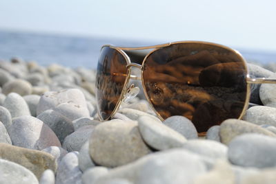 Close-up of pebbles on beach