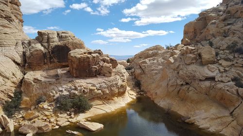 Scenic view of rocks against sky