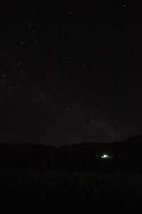 Scenic view of landscape against sky at night