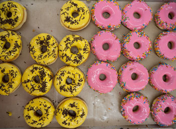 High angle view of various food for sale