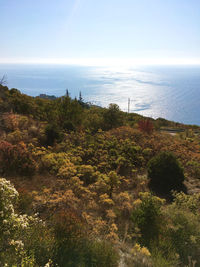 High angle view of sea against sky