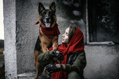 Portrait of dog with dogs outdoors