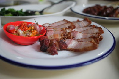 Close-up of food in plate on the table