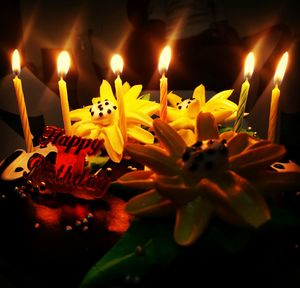 Close-up of illuminated candles