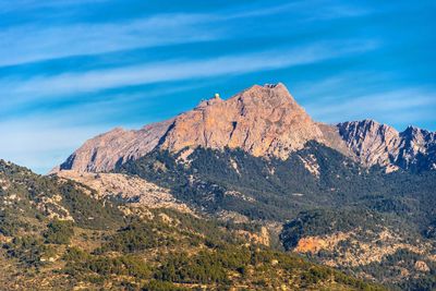 Rock formations on landscape against sky