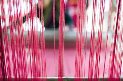 Close up of thread on loom